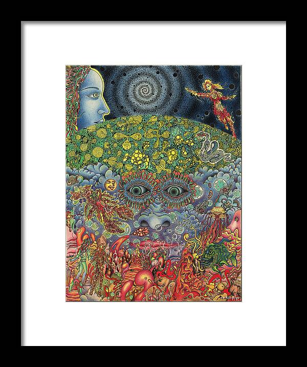 Psychedelic Framed Print featuring the drawing Eyes of the Mind by Jeff Hopp