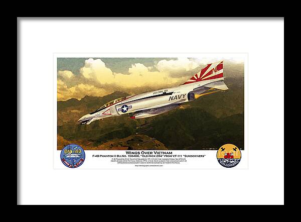  F4 Framed Print featuring the digital art F4-Phantom Wings Over Vietnam by Kenneth De Tore