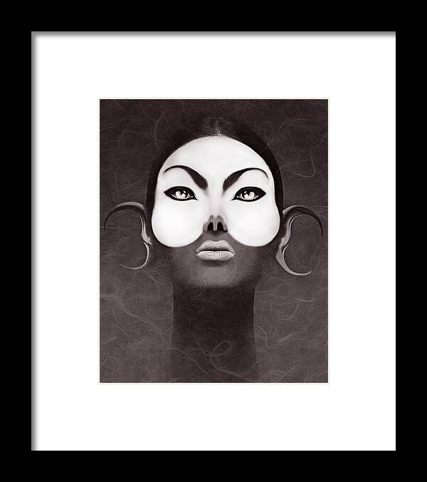 People Framed Print featuring the digital art Face Moon by Yosi Cupano