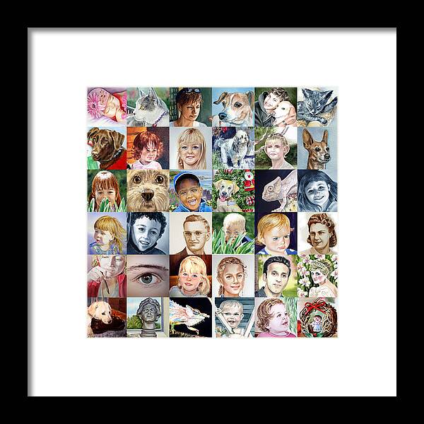Facebook Framed Print featuring the painting Facebook Of Faces by Irina Sztukowski