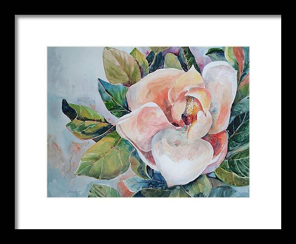 Magnolia Framed Print featuring the painting Faded Glory by Sue Kemp