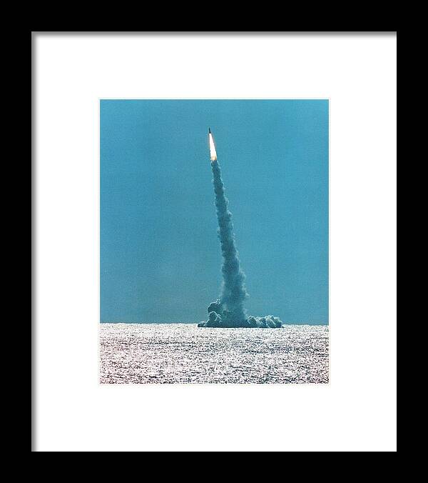 Nobody Framed Print featuring the photograph Failed Trident Missile Test Launch by Us Navy/science Photo Library