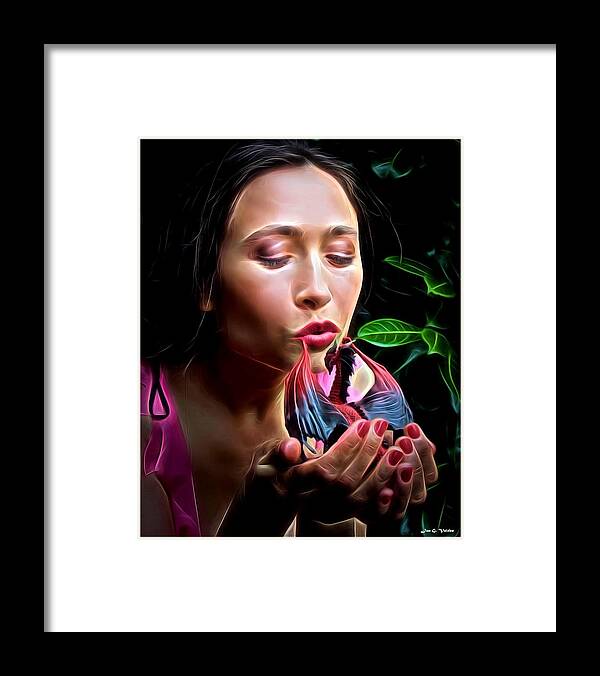 Fairy Framed Print featuring the painting Fairy Kiss by Jon Volden