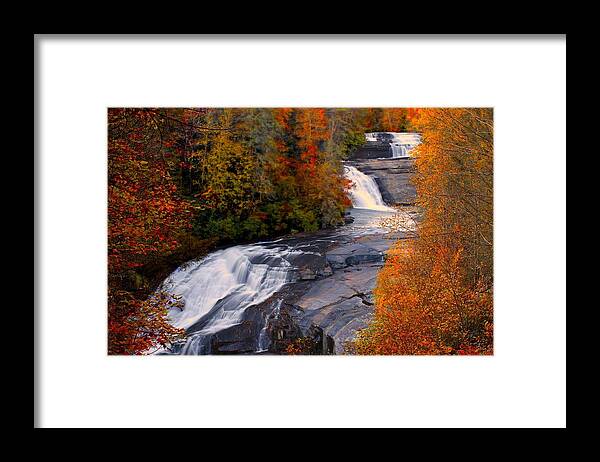 Dupont Triple Falls Framed Print featuring the photograph Fall at Triple Falls by Carol Montoya