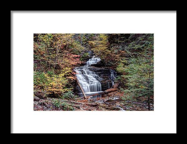 Mohican Framed Print featuring the photograph Fall Colors From Below Mohican Falls by Gene Walls