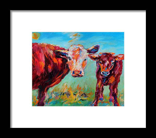 Cows Framed Print featuring the painting Fall Day by Naomi Gerrard