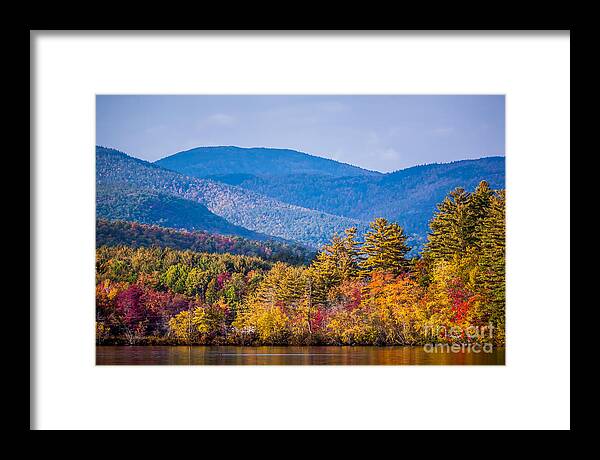 America Framed Print featuring the photograph Fall Foliage on Kezar Lake by Susan Cole Kelly