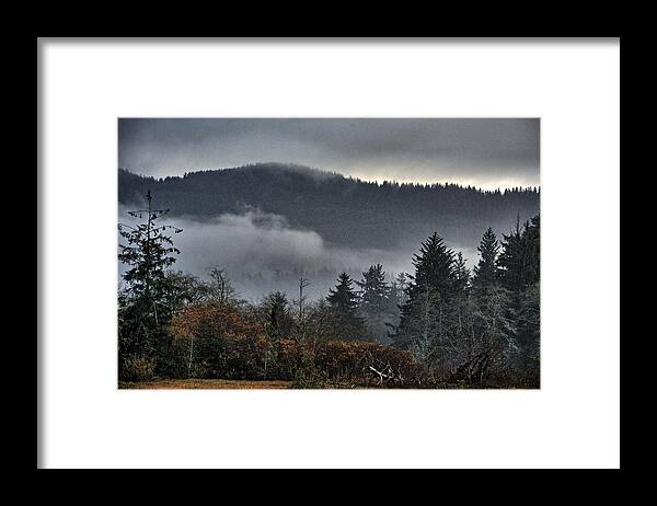 Sandlake Framed Print featuring the photograph Fall Low Clouds and Fog by Chriss Pagani