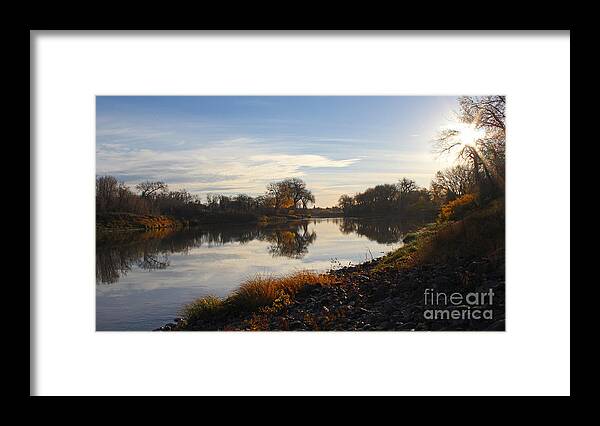 Red River Framed Print featuring the photograph Fall Red River at Sunrise by Steve Augustin