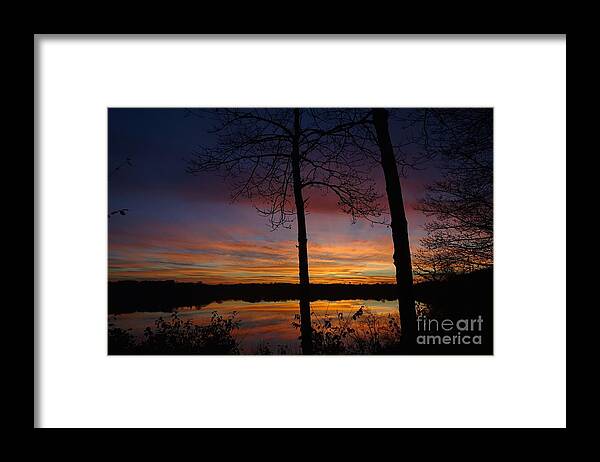 Land Framed Print featuring the photograph Fall Sunset by Jacqueline Athmann