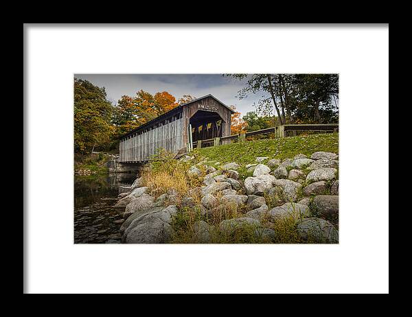 Bridge Framed Print featuring the photograph Fallasburg Covered Bridge on the Flat River by Randall Nyhof