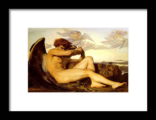 Alexandre Cabanel Framed Print featuring the painting Fallen Angel by Alexandre Cabanel