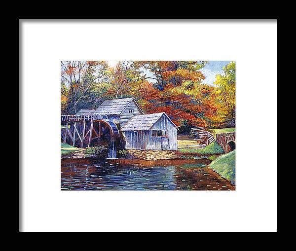 Landscape Framed Print featuring the painting Falling Water Mill House by David Lloyd Glover