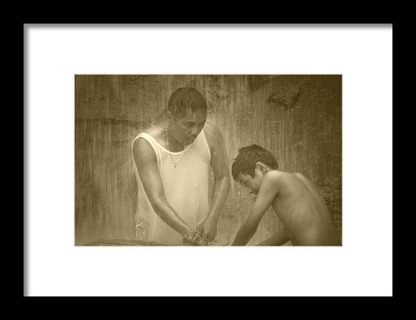 Father Framed Print featuring the photograph Falls Shower by Daniel Martin