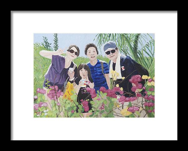 Family Framed Print featuring the painting Family Holiday by Masami Iida