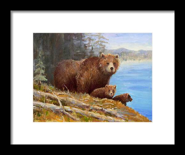 Bear Framed Print featuring the painting Family Outing by Sandra Charlebois