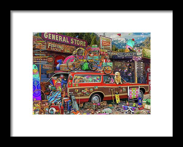 Family Framed Print featuring the drawing Family Vacation by MGL Meiklejohn Graphics Licensing