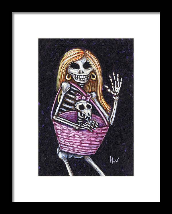 Skeleton Framed Print featuring the painting Famous 4 Ever by Holly Wood