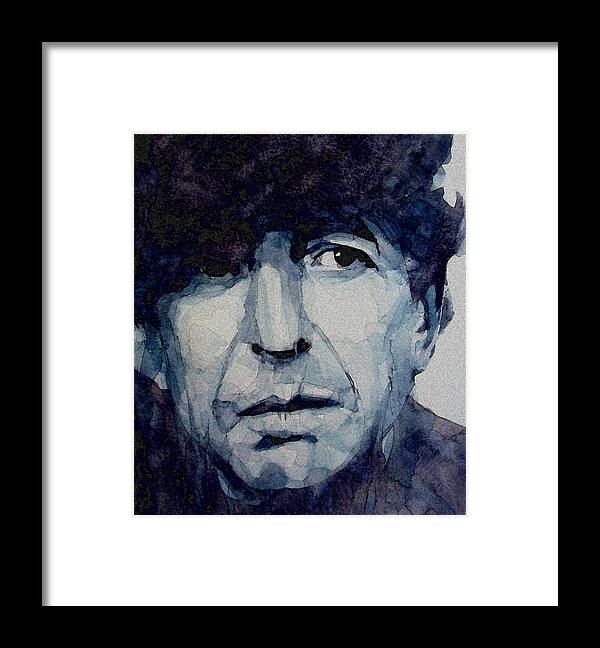 Leonard Cohen Framed Print featuring the painting Famous Blue raincoat by Paul Lovering