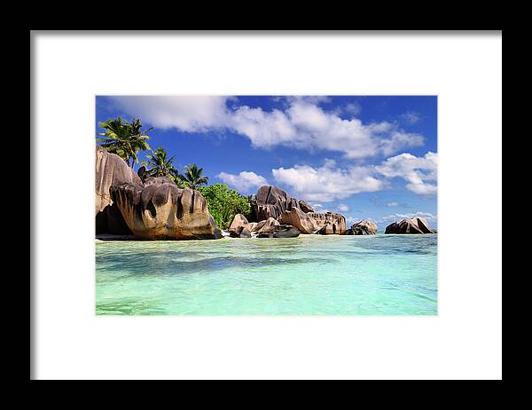Scenics Framed Print featuring the photograph Famous Tropical Beach Of Anse Source by Cornelia Doerr