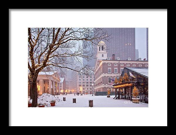 Architecture Framed Print featuring the photograph Faneuil Hall in Snow by Susan Cole Kelly