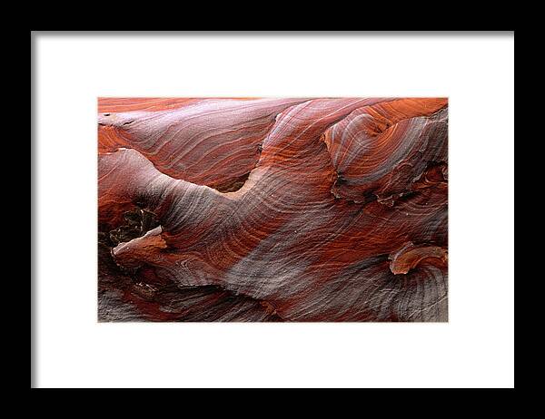 Textured Framed Print featuring the photograph Fantastic Swirling Sandstone Patterns by Anders Blomqvist