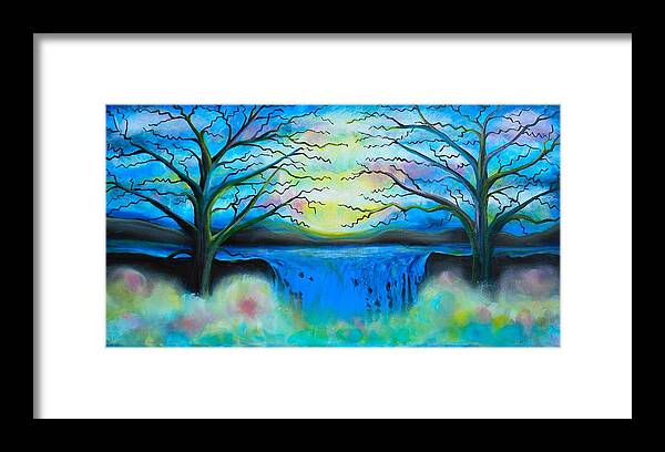Abstract Framed Print featuring the painting Fantasy Falls by Shirley Smith