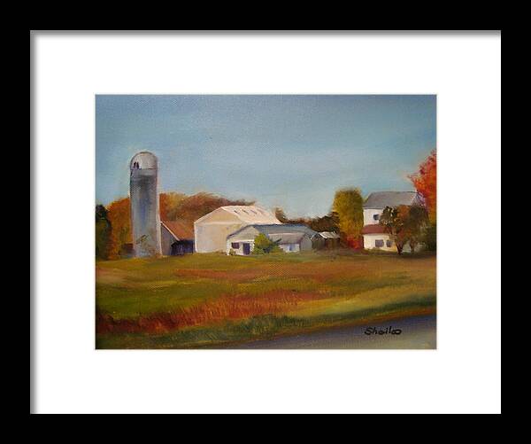 Farm Silo. Plein Aire Framed Print featuring the painting Farm by Sheila Mashaw