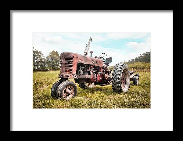 Tractors Framed Print featuring the photograph Farmall Tractor Dream - farm machinary - Industrial decor by Gary Heller