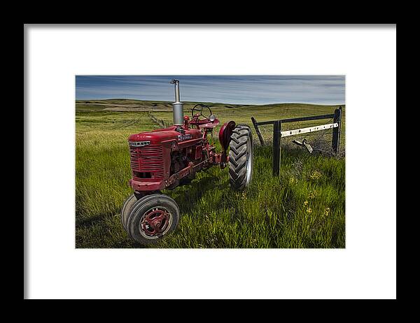 Tractor Framed Print featuring the photograph Farmall Tractor model H on the Prairie by Randall Nyhof