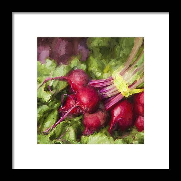 Farmers Framed Print featuring the digital art Farmers Market Beets Square Format by Carol Leigh