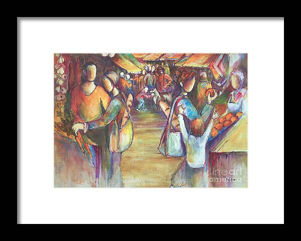 Acrylic Painting Framed Print featuring the painting Farmers Market by Sandra Taylor-Hedges