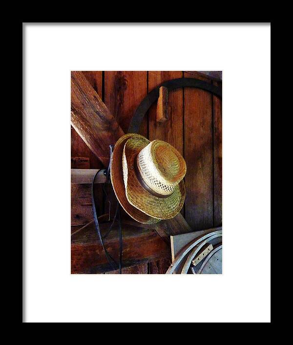 Farm Framed Print featuring the photograph Farmer's Straw Hats by Susan Savad