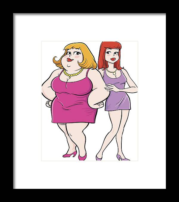 People Framed Print featuring the drawing Fat and skinny by Zaricm