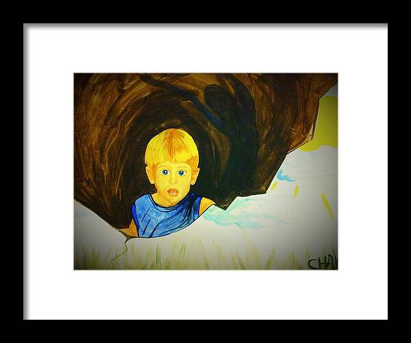 Childhood Framed Print featuring the painting Fear of the Boogey Man by Alexandria Weaselwise Busen