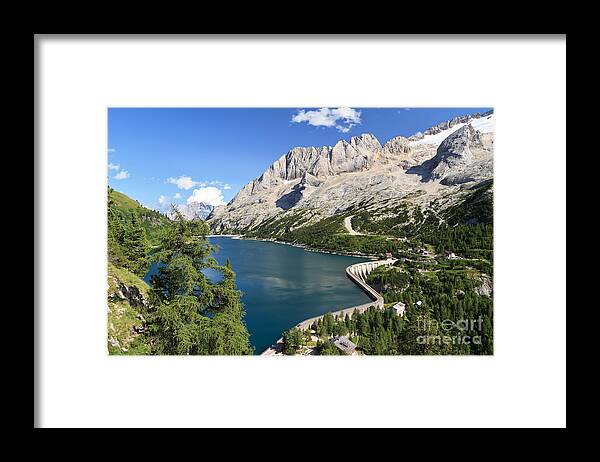 Alpine Framed Print featuring the photograph Fedaia pass with lake by Antonio Scarpi