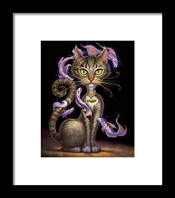 Jeff Haynie Framed Print featuring the painting Feline Fantasy by Jeff Haynie