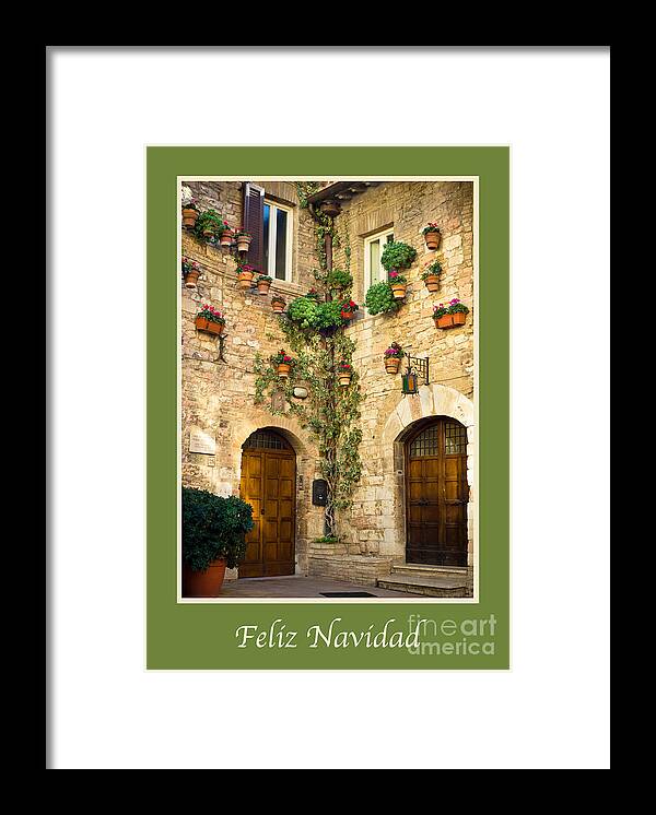 Spanish Framed Print featuring the photograph Feliz Navidad with a Corner of Assisi by Prints of Italy