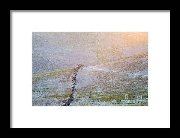 Abstract Framed Print featuring the photograph Fence and Hillsides by Alexander Kunz
