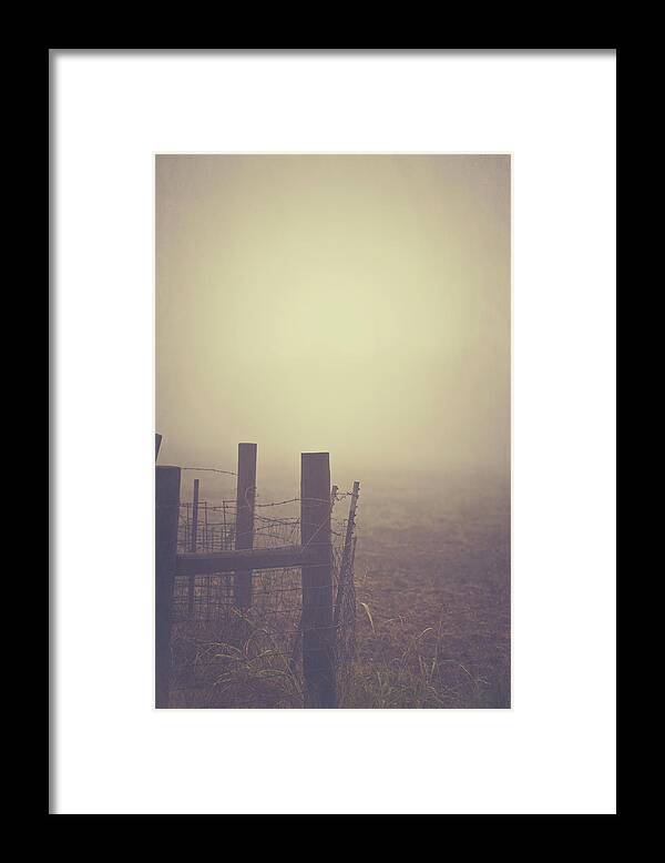 Tranquility Framed Print featuring the photograph Fence In Fog by Julia Goss