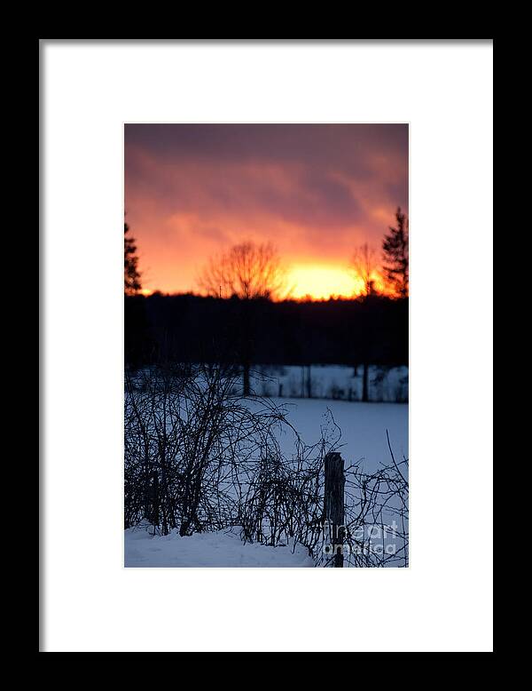 Sunset Sky Framed Print featuring the photograph Fenced in Sunset by Cheryl Baxter