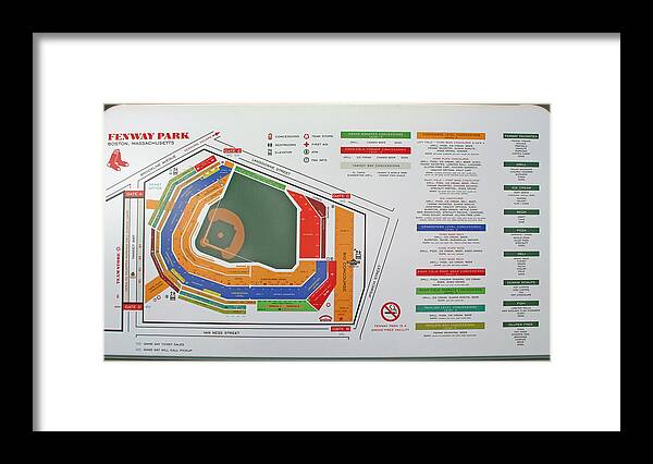 Sign Framed Print featuring the photograph Fenway Park Map by Barbara McDevitt