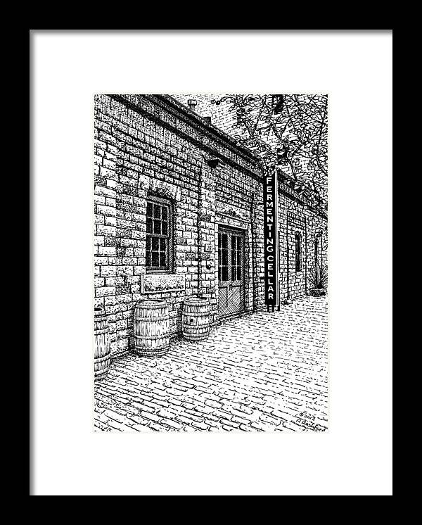 Distillery Framed Print featuring the drawing Fermenting Cellar by Peter Rashford