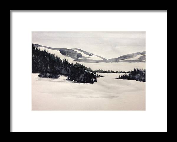 Watercolour Framed Print featuring the painting Field in Winter Greys by Desmond Raymond