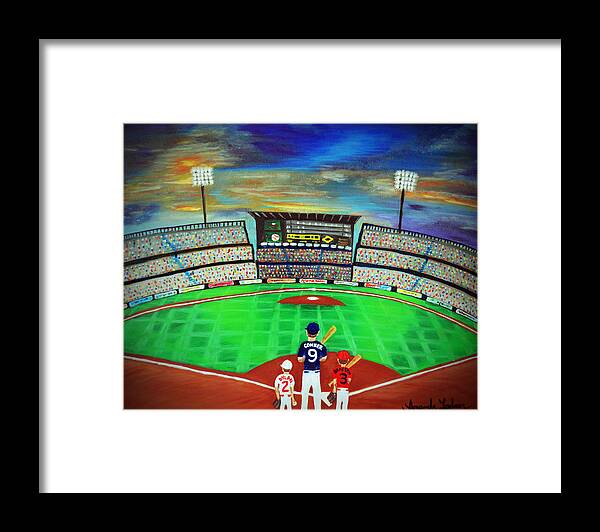 Baseball Field Framed Print featuring the painting Field of Dreams by Amanda Ladner