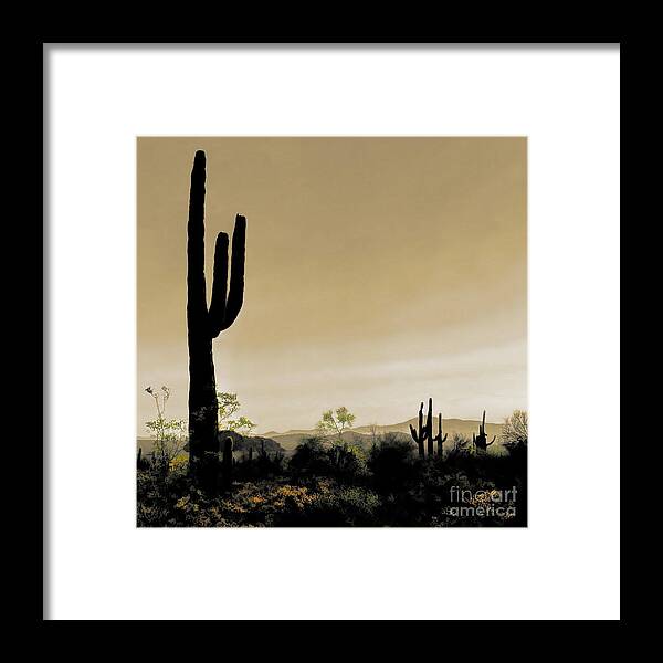 Enhanced Digital Photo Framed Print featuring the digital art Fields of Saguaro by Tim Richards