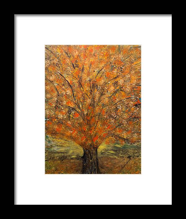 Autumn Framed Print featuring the painting Fiery Autumn by Susan Abrams