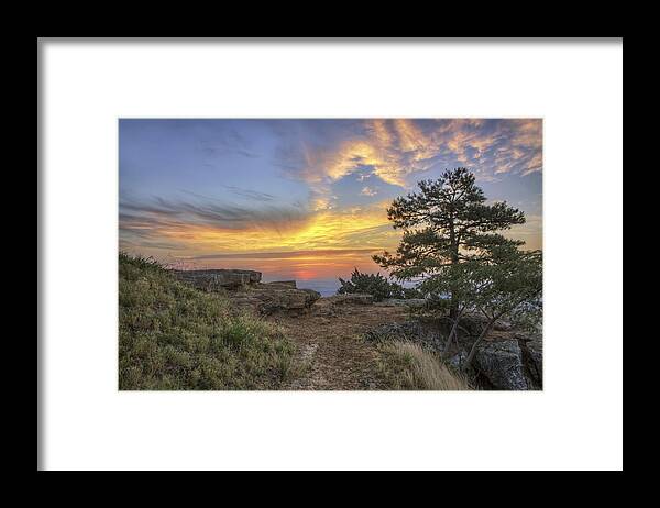 Mt. Nebo Framed Print featuring the photograph Fiery Sunrise from Atop Mt. Nebo - Arkansas by Jason Politte
