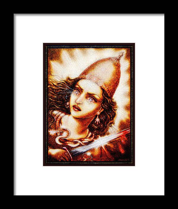 Goddess Framed Print featuring the mixed media Fighting Goddess 2 by Ananda Vdovic