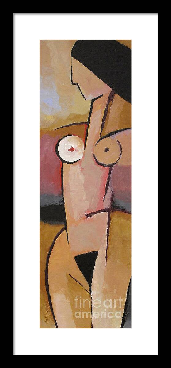 Female Nude Framed Print featuring the painting Figurative by Lutz Baar